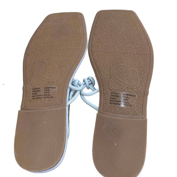 Sam and Libby light blue thongs full leather uppers text outfit bed size 8.5 - Picture 12 of 12